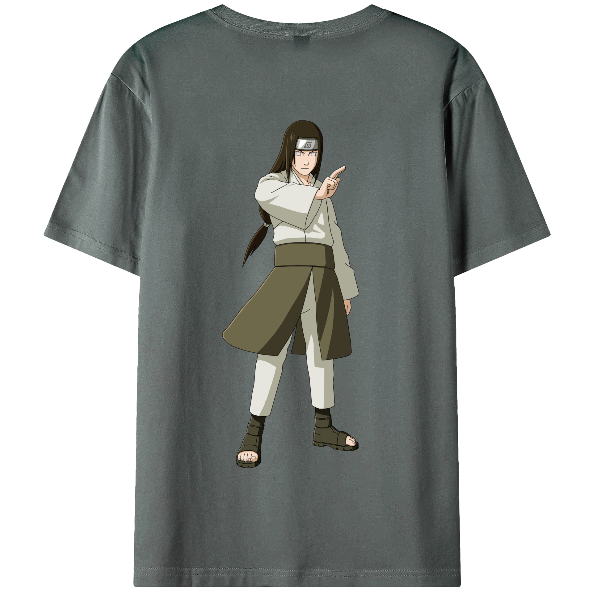 （画像用） NARUTO -ナルト- 日向ネジ Hyūga Neji 綿100％半袖Tシャツ（背面プリント）